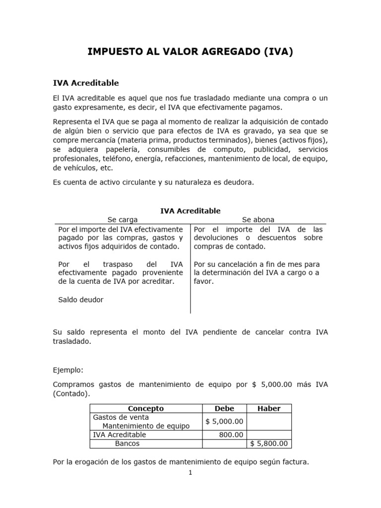 Guía Completa sobre IVA Acreditable y Trasladado | PDF | Impuesto al ...