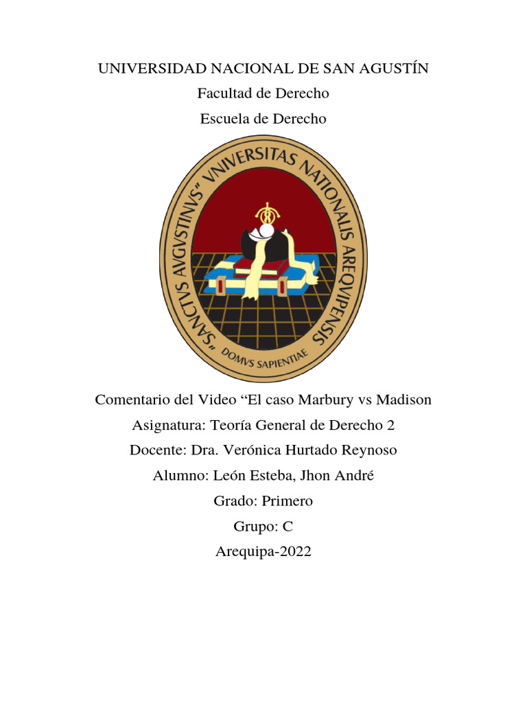 Análisis del caso Marbury vs Madison | PDF | Tribunal Supremo de los ...