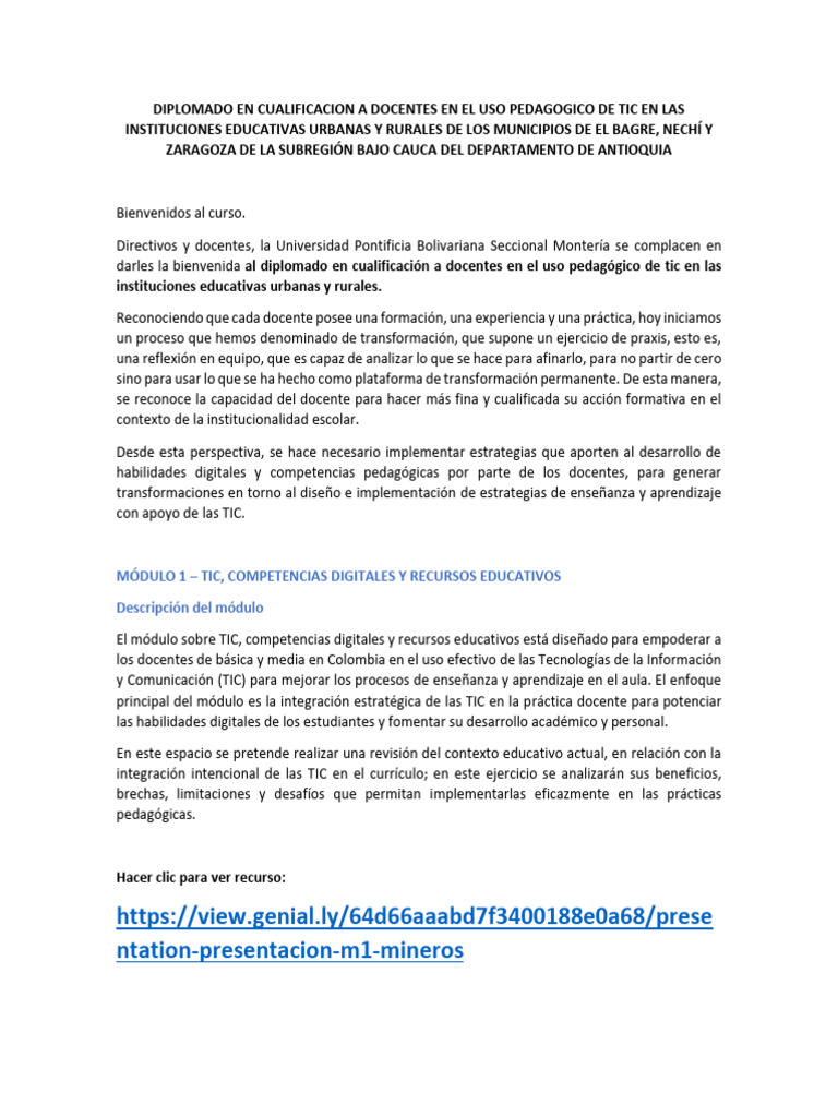 Modulo1 Ruta de Aprendizaje | PDF | Enseñando | Plan de estudios
