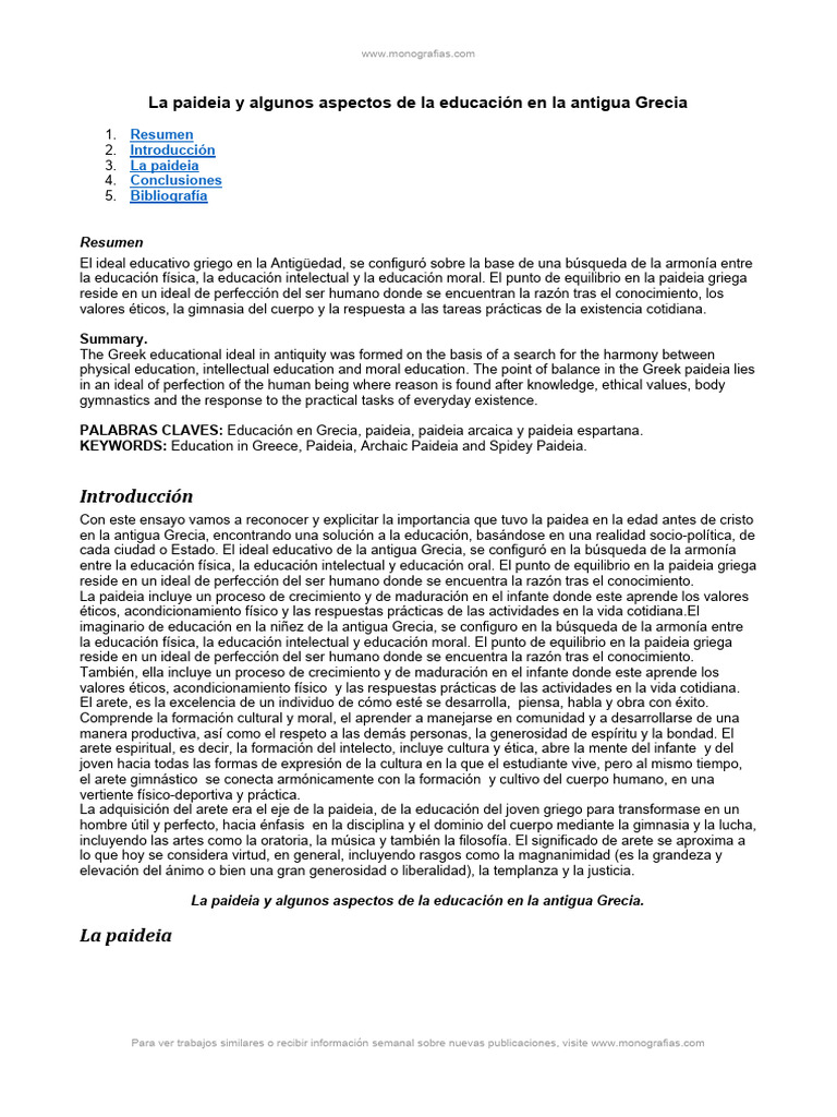 La Paideia en la Educación Griega | PDF | Antigua Grecia | Virtud