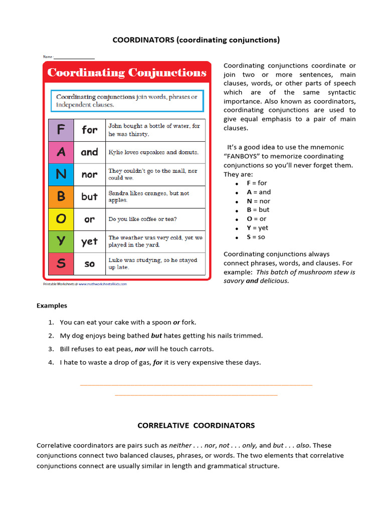 Understanding Coordinating Conjunctions | PDF | Linguistics | Grammar