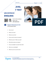 Speaking Level Placement Test Business English American English Teacher