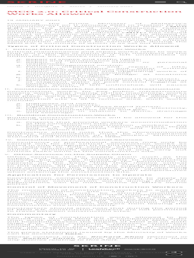MCO 2.0: Critical Construction Guidelines | PDF | Economies