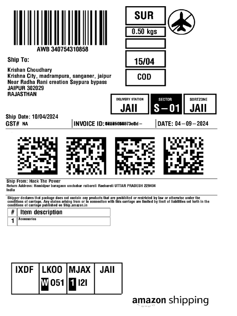 Amazon Label 340754310858 | PDF