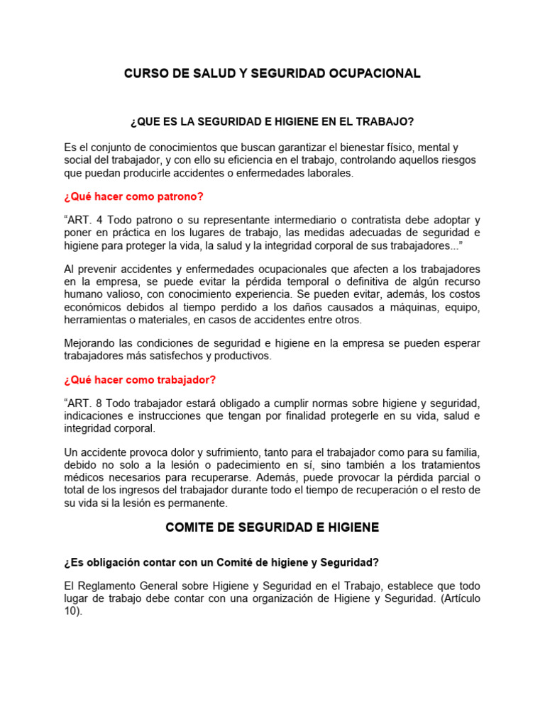 Salud y Seguridad Ocupacional en el Trabajo | PDF | Seguridad y salud ...