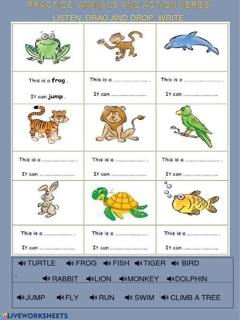 Animal Actions Drag And Drop Game Pdf