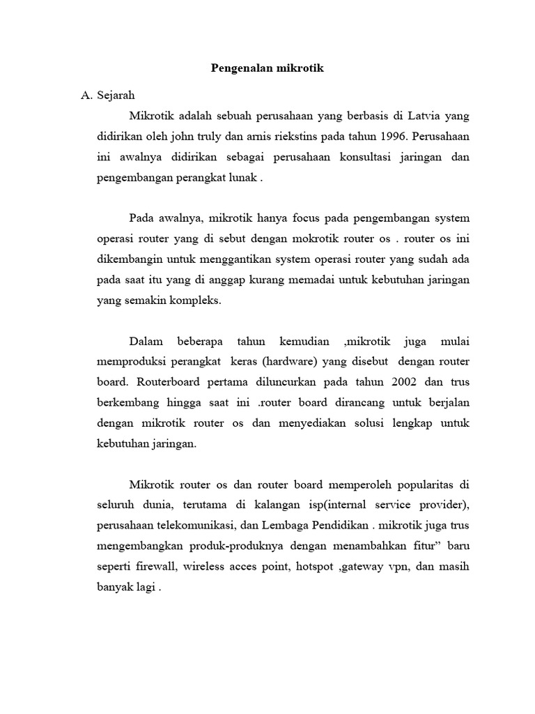 Sejarah dan Arsitektur Mikrotik Router | PDF | Komputer