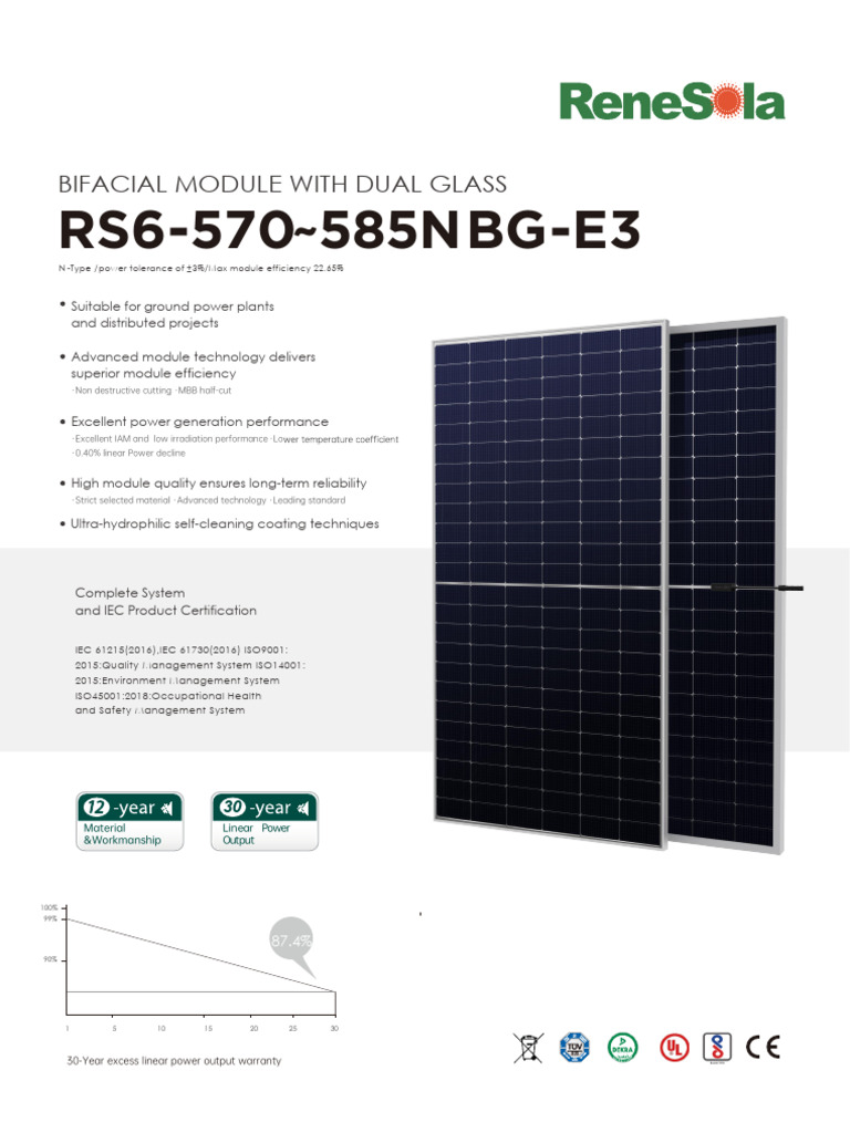 Bifacial Dual Glass Solar Modules 570-585W | PDF | Electrical ...