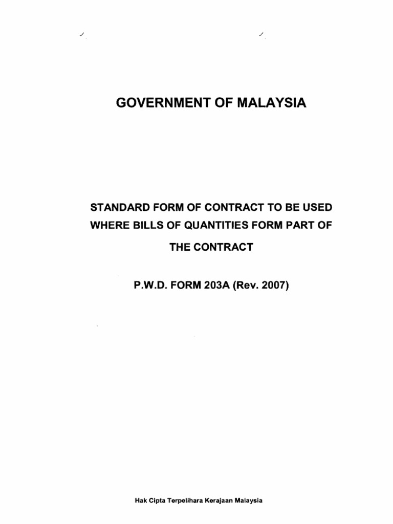 203A STD Form Cont To Be Used Where BQ From Part of The Cont2007 | PDF