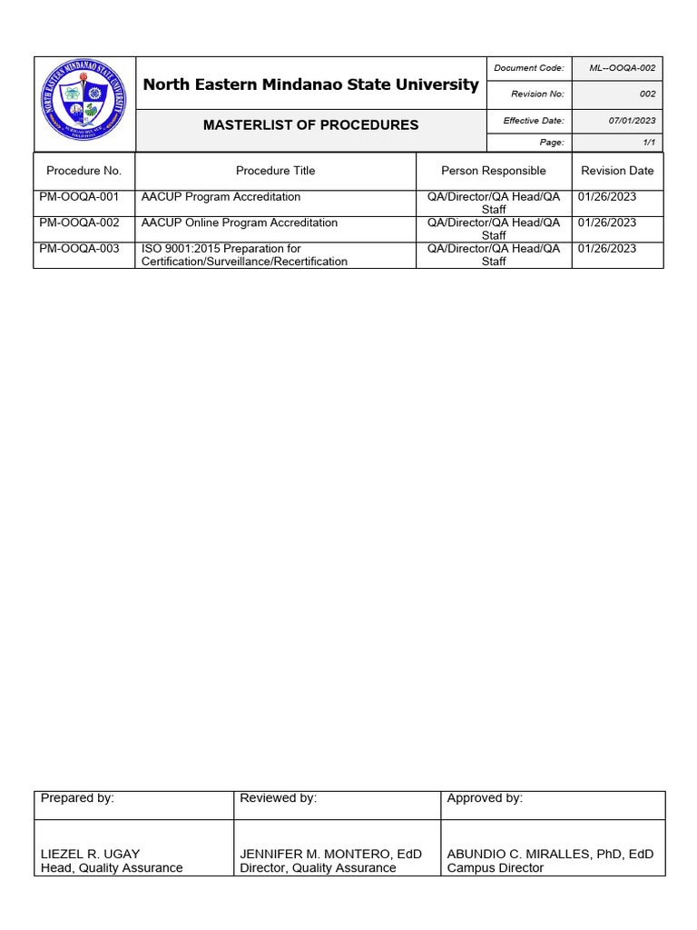 Ooqa Sop Pdf Quality Assurance Iso 9000