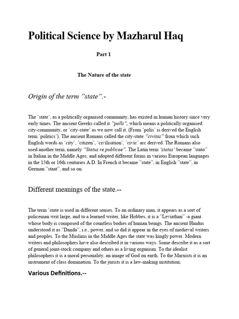 Definition Of Political Science By Scholars