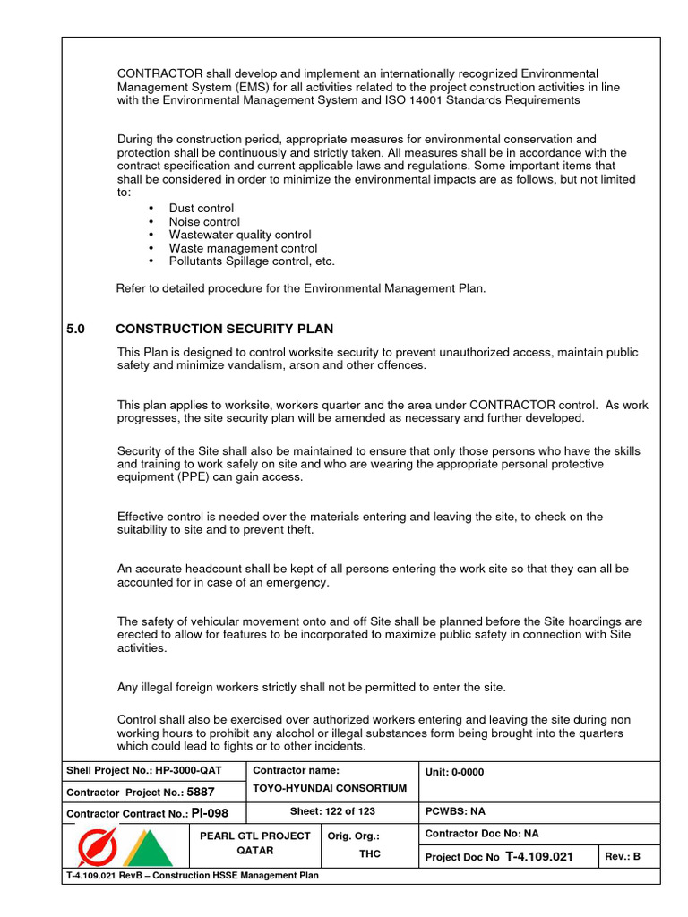 Construction Security Plan Download Free Pdf Safety