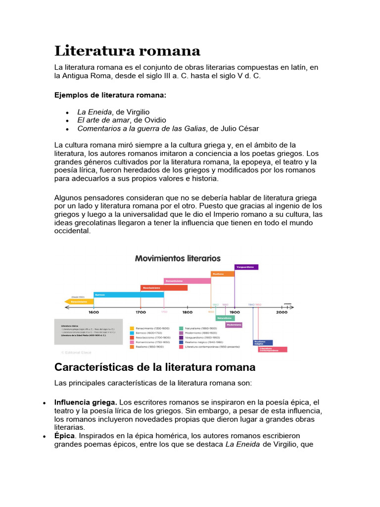 Literatura romana-TEORIA | PDF | Literatura latina | imperio Romano