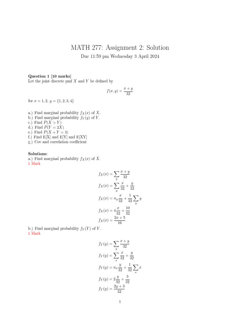 MATH 277 Assignment 2 Solutions | PDF | Estimator | Bias Of An Estimator