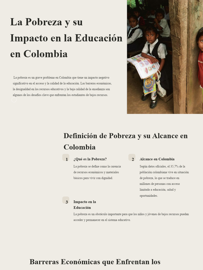 La Pobreza y Su Impacto en La Educacion en Colombia | PDF | Pobreza ...