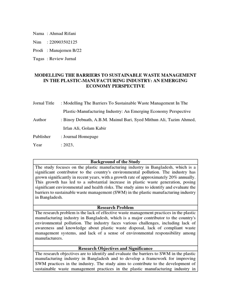 Barriers to Waste Management in Plastics | PDF | Sustainability | Science
