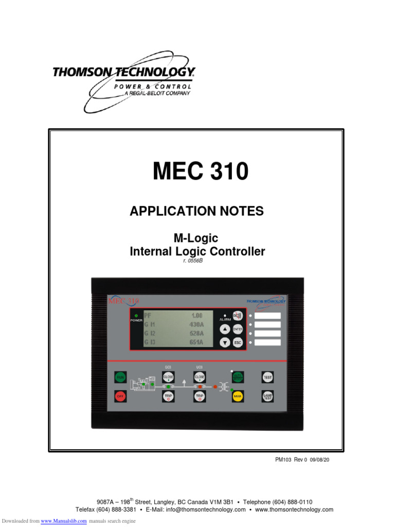 Mec 310 Application Notes Mlogic | PDF | Relay | Button (Computing)