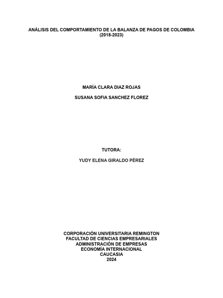 Balanza de Pagos de Colombia 2018-2023 | PDF | Balance de pagos ...