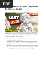 The Last Lesson Is A Short Story Written by Alphonse Daudet