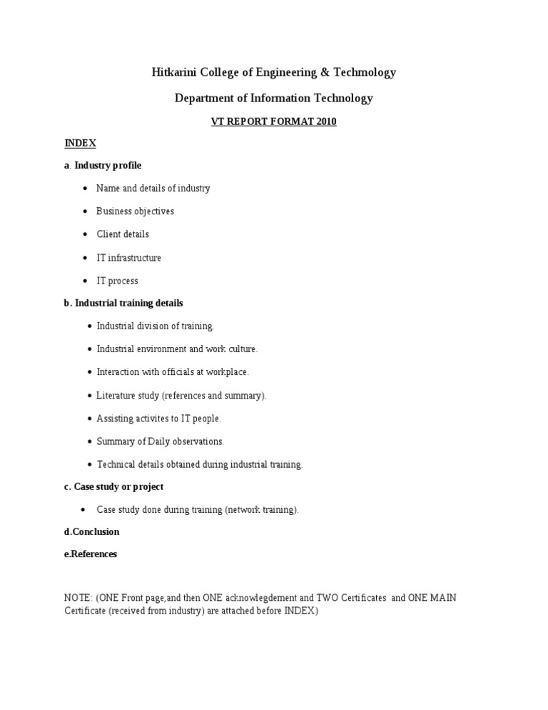 VT Report Format 2010 Guide | PDF | Technology & Engineering