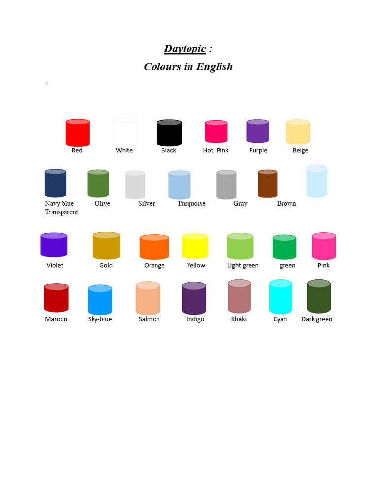 English Color Names List | PDF