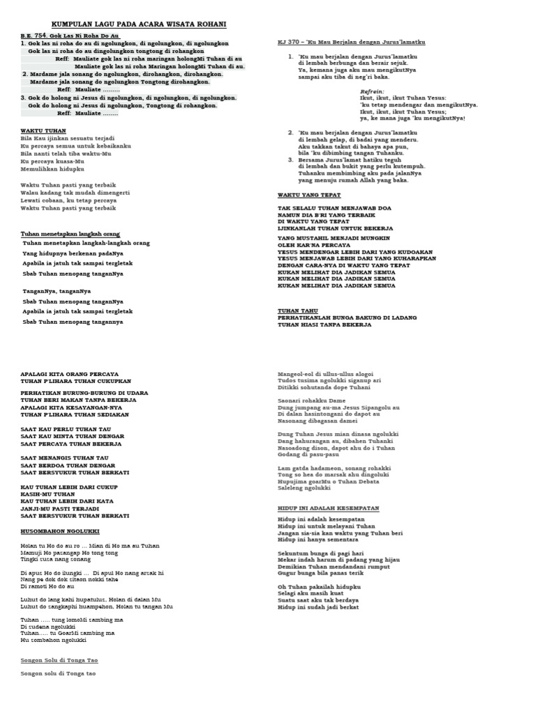 Kumpulan Lagu Pada Acara Wisata Rohani | PDF | Agama & Spiritualitas
