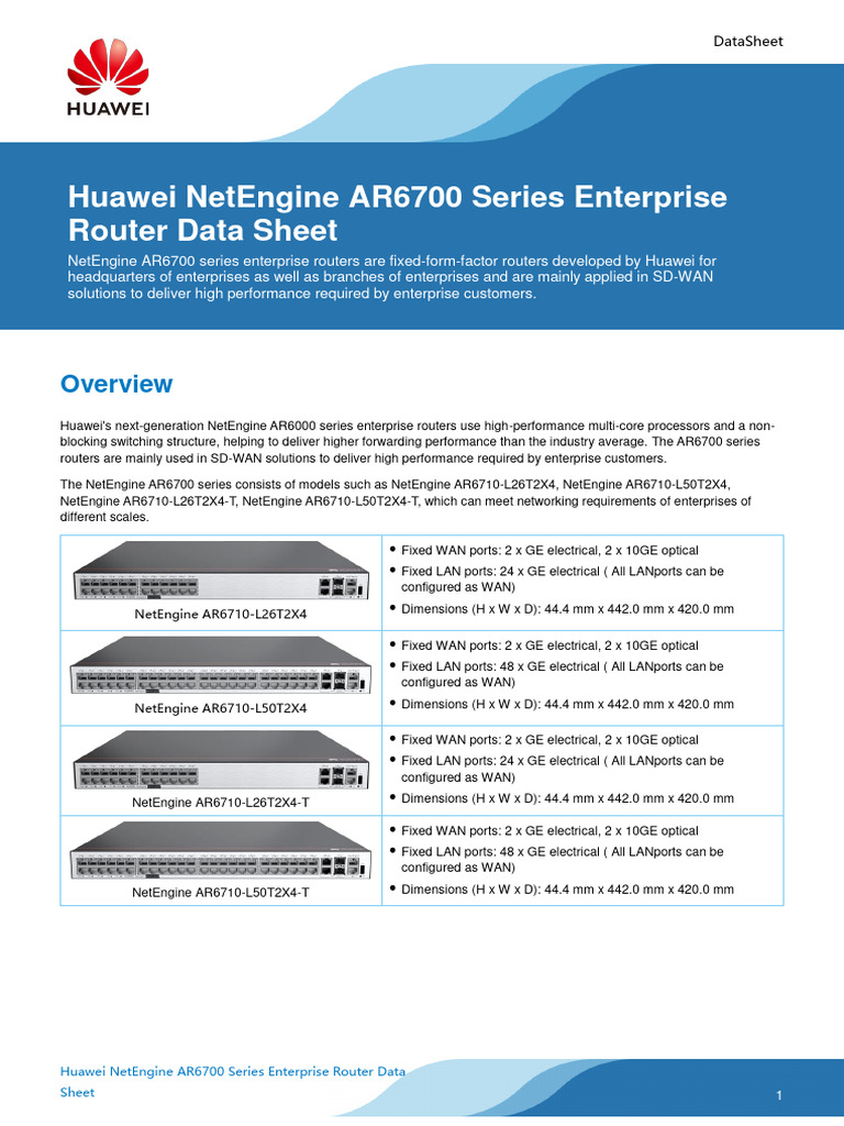 NetEngine AR6700 Series Enterprise Router Data Sheet | PDF | Wide Area ...
