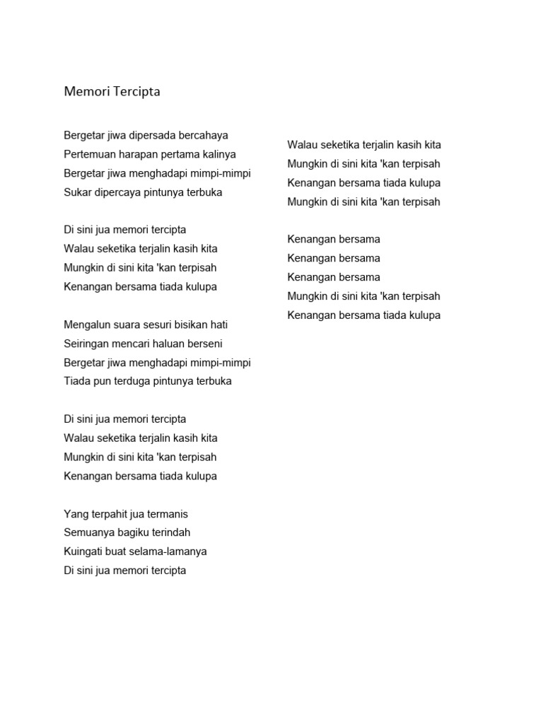 Memori Tercipta | PDF