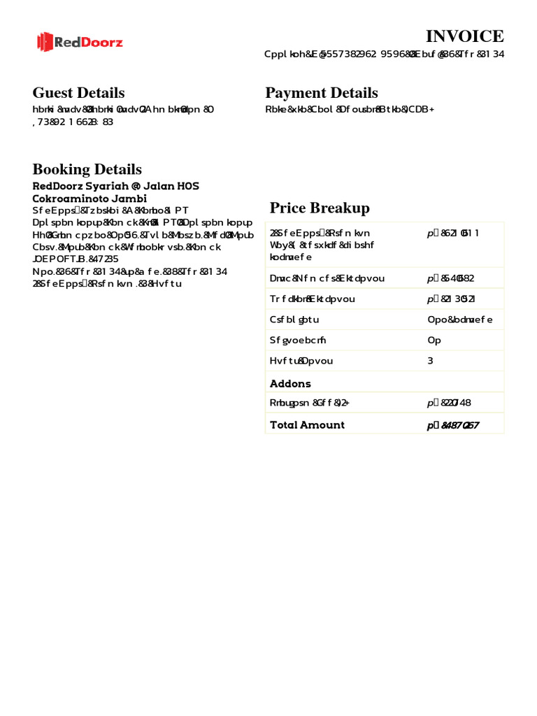 Booking Invoice | PDF