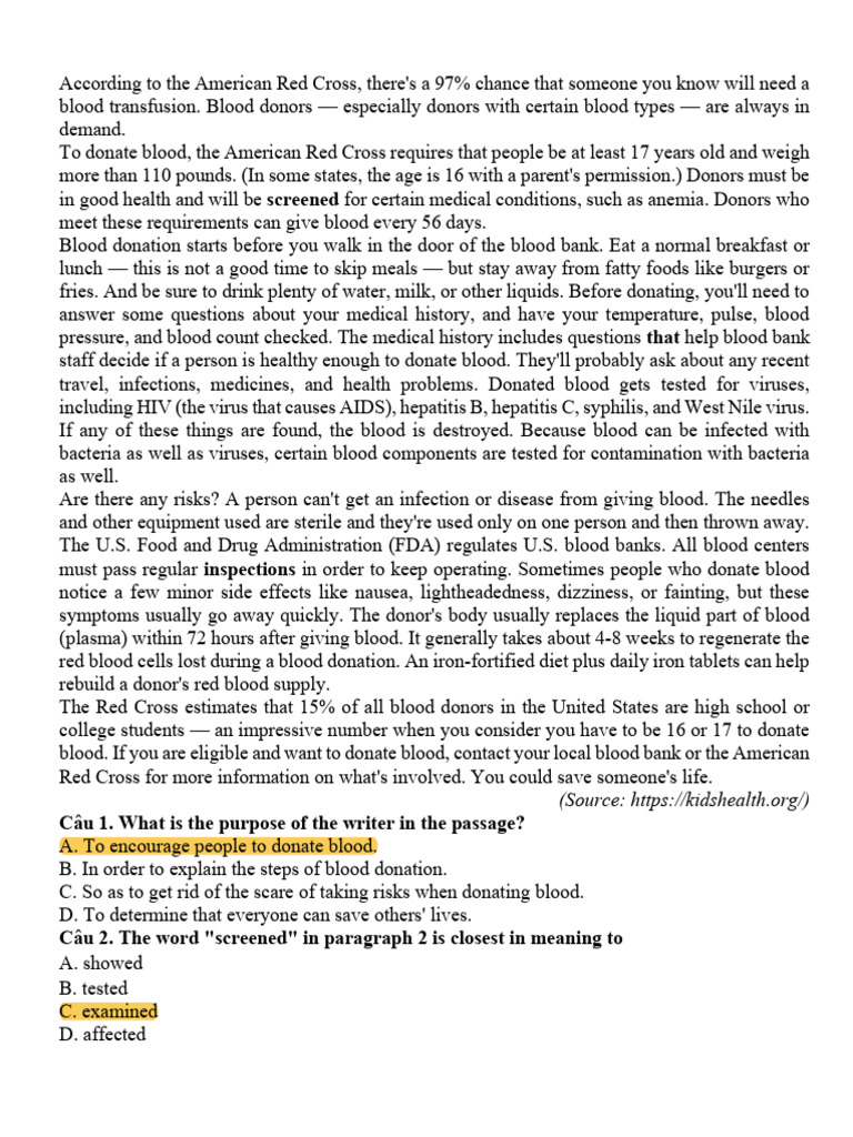 G9 - Nhóm 4 - DH - UNIT 6 - Untitled 1 - Lê Thị Lan Nhi | PDF | Blood ...