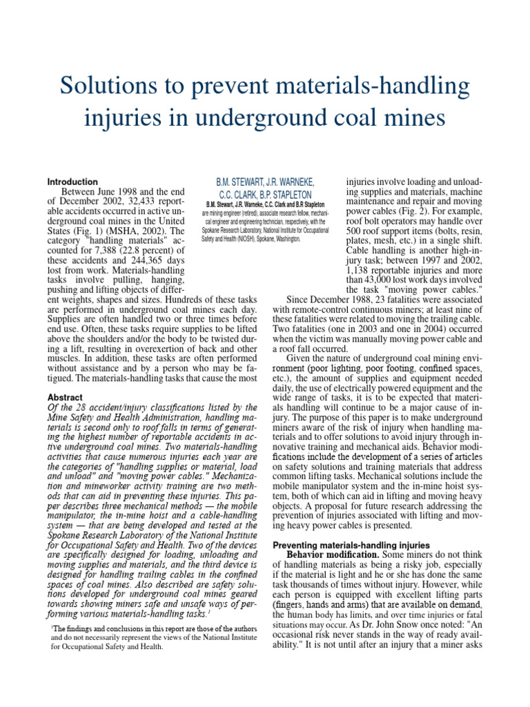 Preventing Injuries in Coal Mine Handling | PDF | Mining | Coal Mining