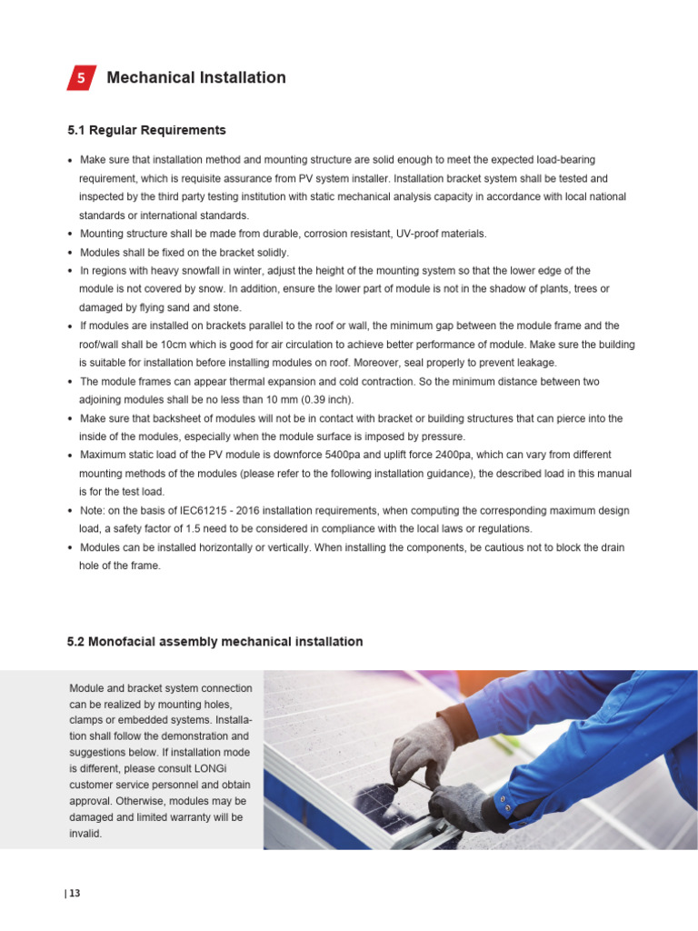 Installation Manual For LONGi Solar PV Modules - V15 - +ó+ - 14 | PDF ...