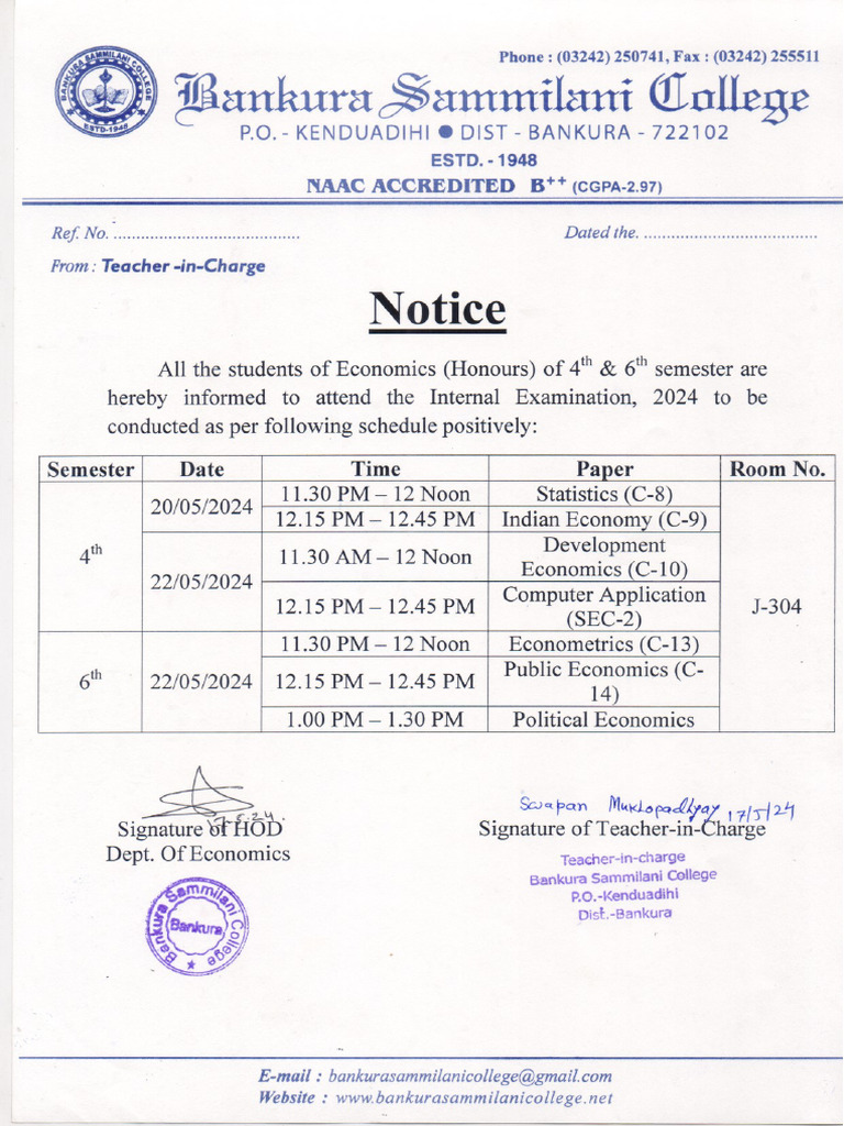 Internal Assessment Routine - Economics | PDF