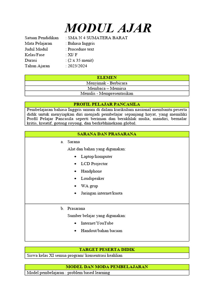 Modul Procedure Text | PDF