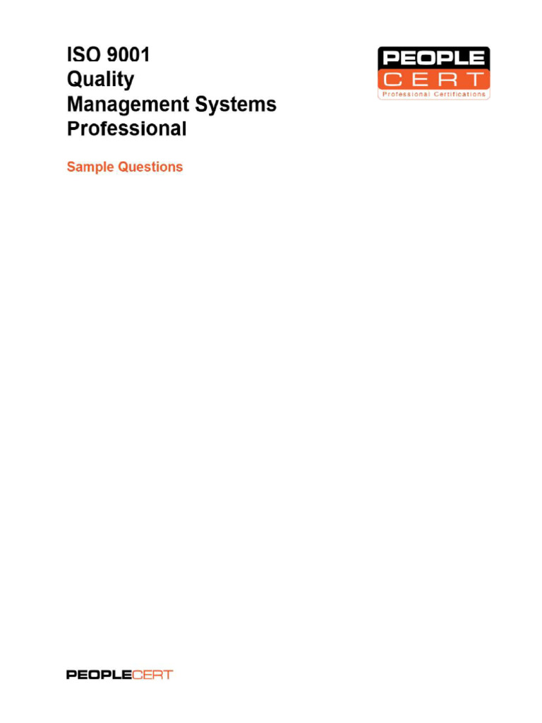 ISO 9001 Professional Sample Exam With Answer | PDF