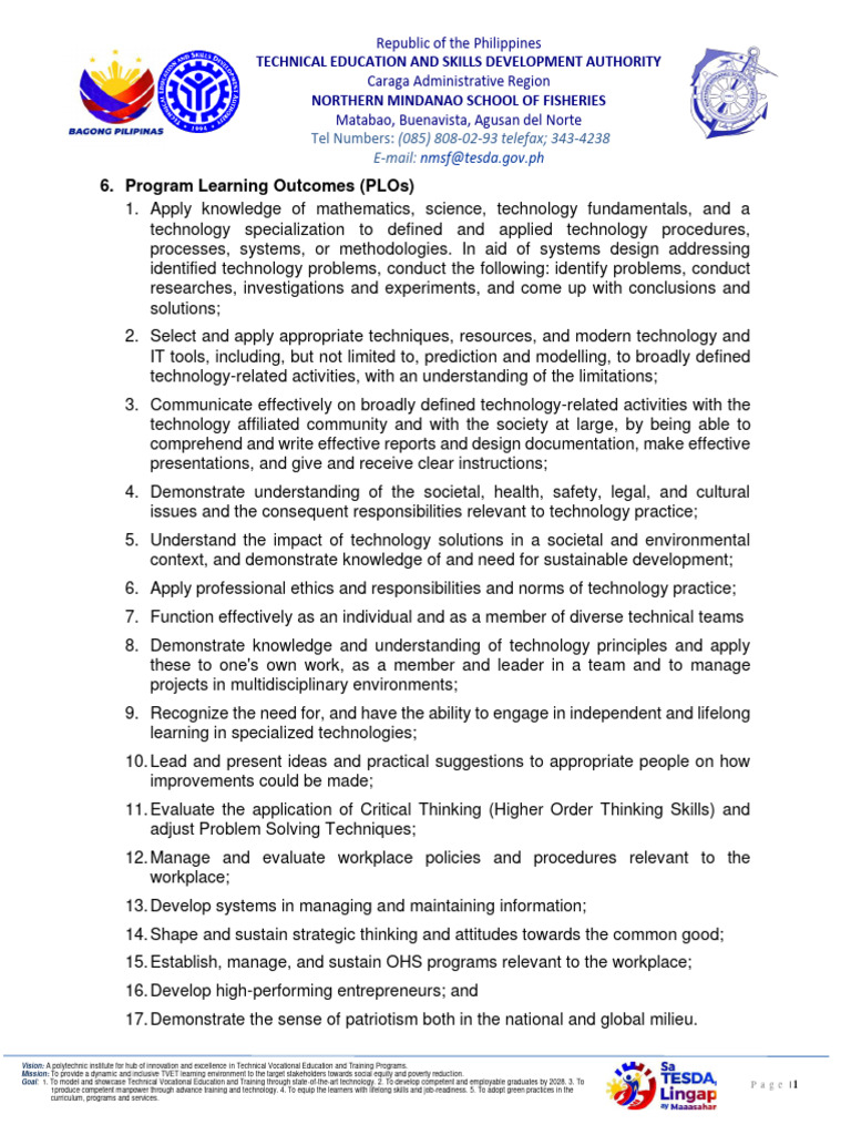 6 program learning outcomes pdf cognition learning