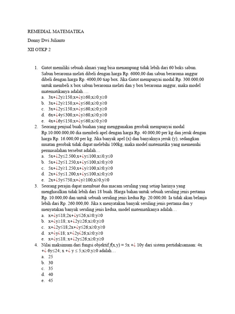 Soal program linear pdf