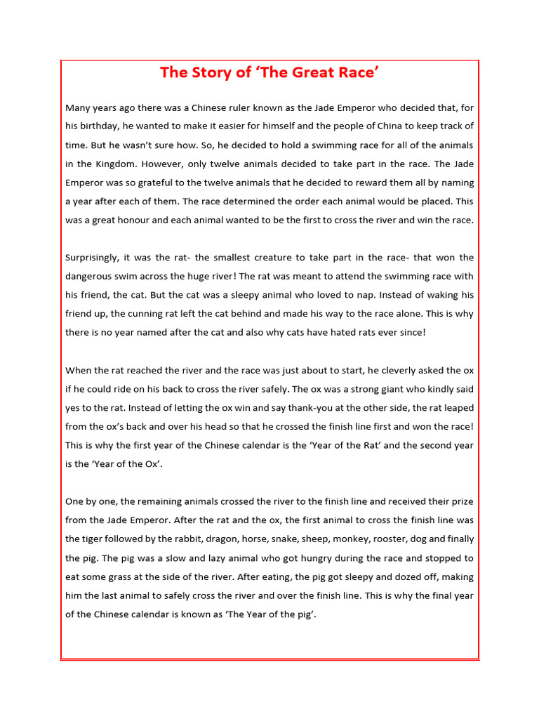 The Great Race: Chinese Zodiac Origins | PDF | Chinese Zodiac
