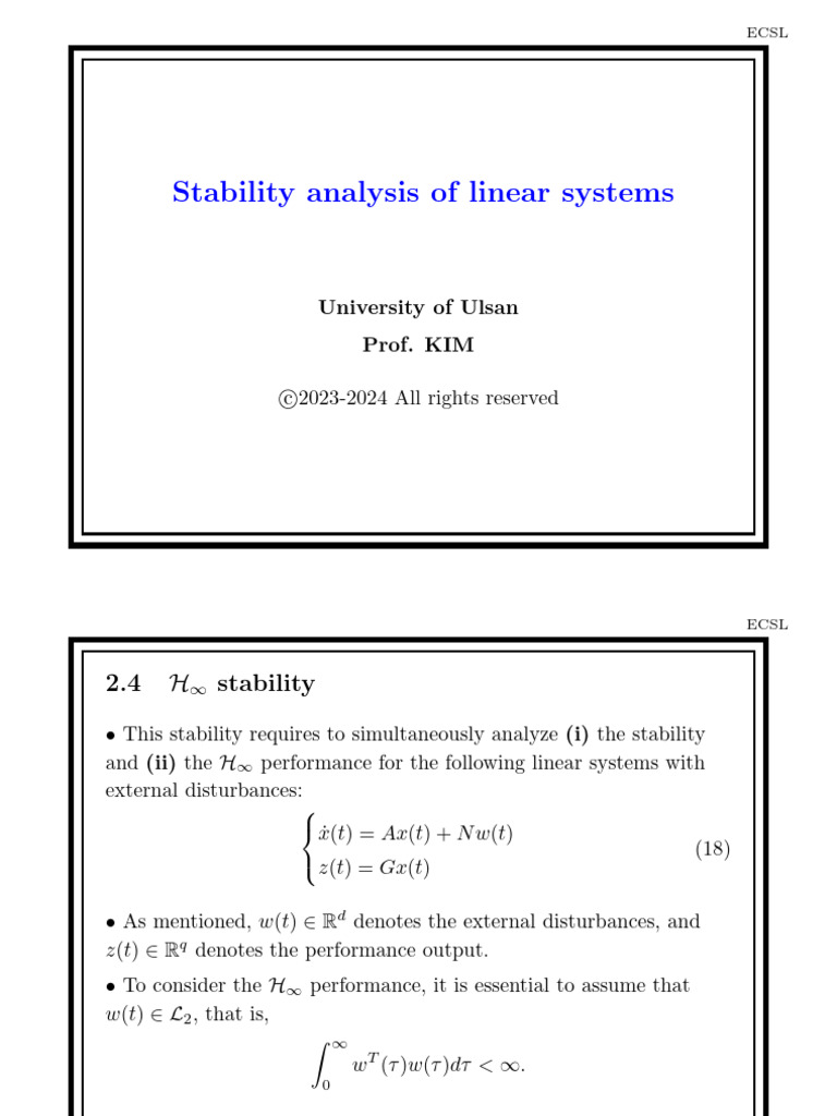 H∞ Stability Analysis of Linear Systems | PDF