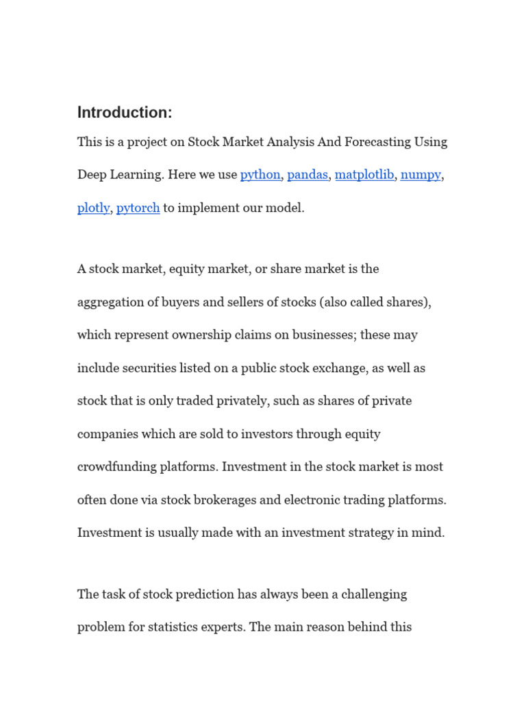 Stock Market Analysis | PDF | Stocks | Stock Market