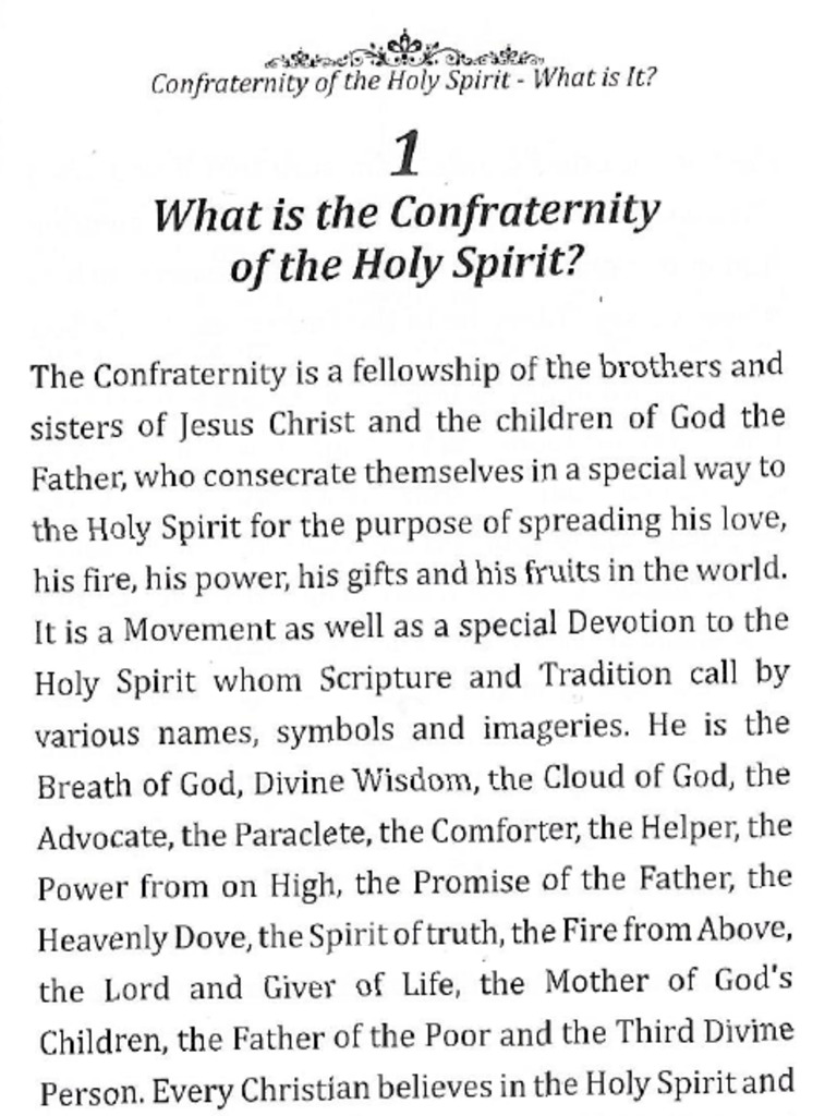 Confraternity of the Holy Spirit Overview | PDF | Religion & Spirituality