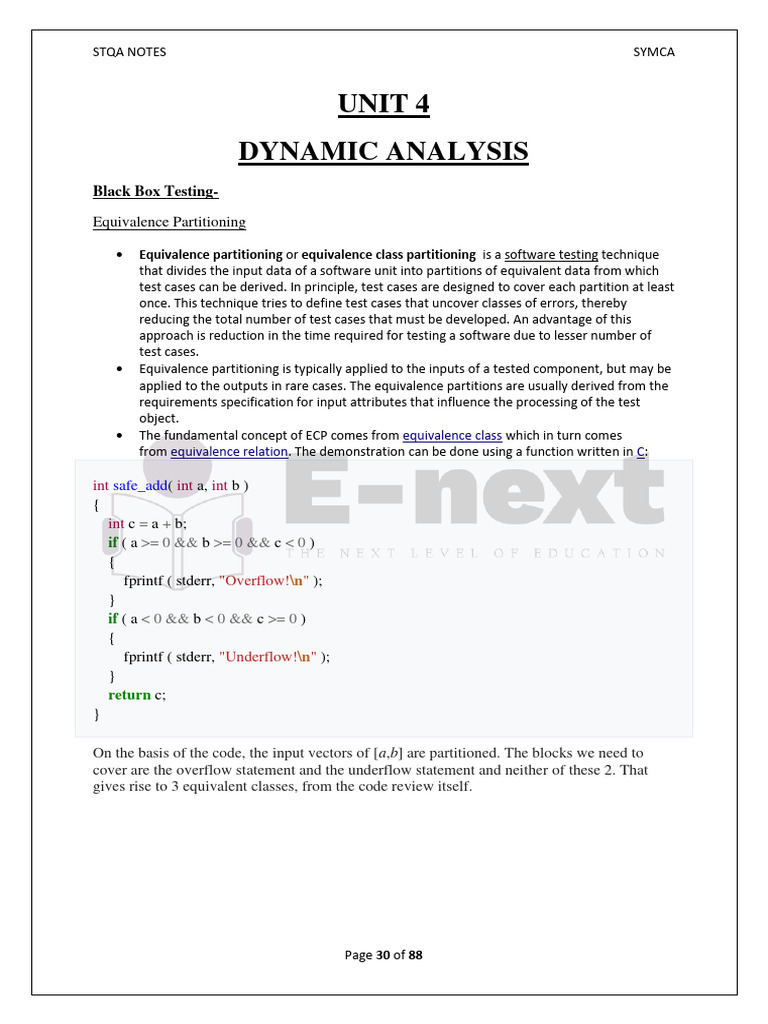 Unit-4 Dynamic Analysis (E-Next - In) | PDF | Software Testing ...