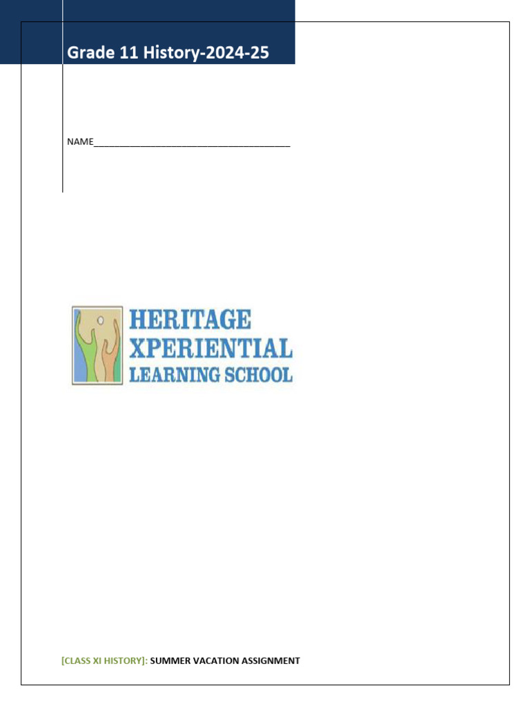 HHW(Summer) Grade 11 History 202425 PDF Methodology Knowledge