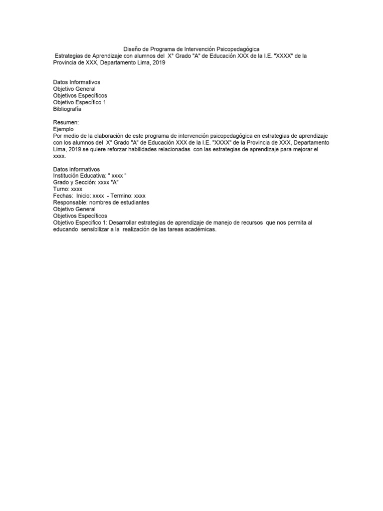 Programa de Intervención Psicopedagógica | PDF | Aprendizaje | Evaluación