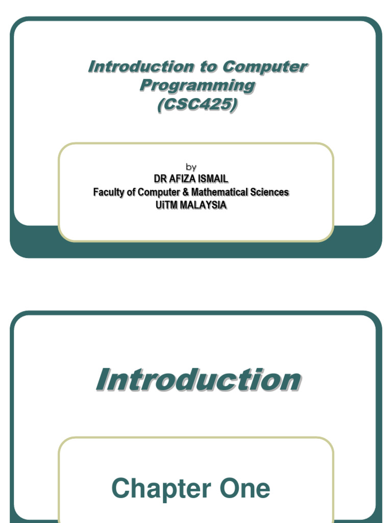 Chapter 1 - INTRO TO PROGRAMMING LANGUAGE (CSC425) | PDF | Programming ...