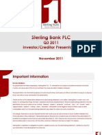 Sterling Bank Q3 2011 Investor and Creditor Presentation