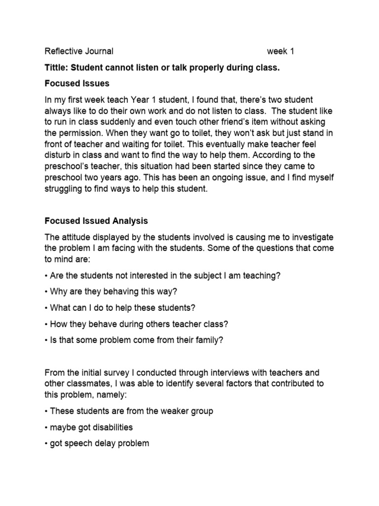 Reflective Journal Week 1 Download Free Pdf Inclusion Education