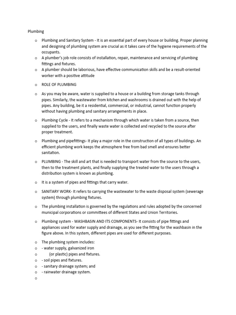 Essential Plumbing and Sanitary Systems | PDF | Technology & Engineering