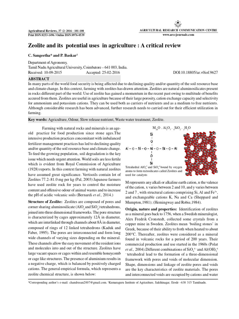 The Zeolite Stone Benefits PDF Zeolite Soil