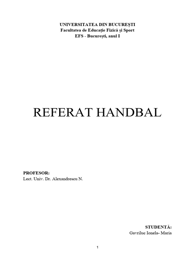 Referat Handbal | PDF